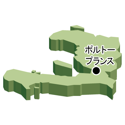 ハイチ共和国無料フリーイラスト｜首都名・立体(緑)